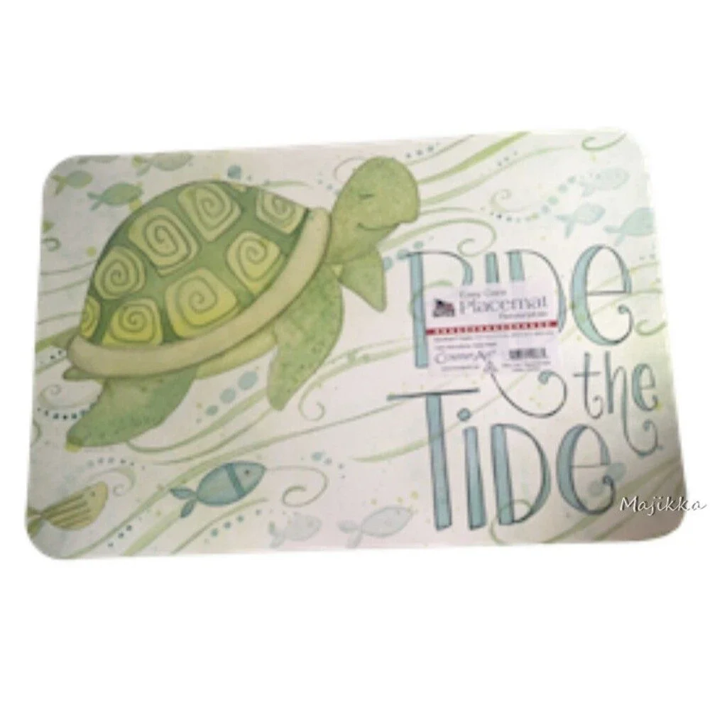 CounterArt Whale Turtle Vinyl Placemats Set of 4 Summer Kids Double Sided